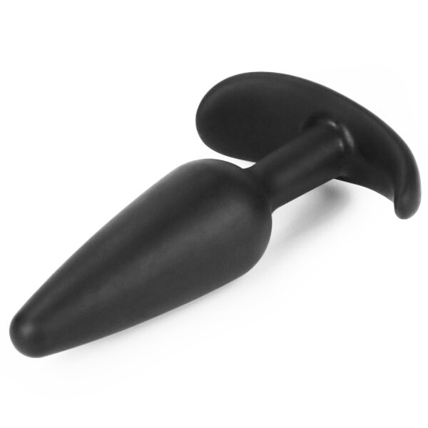 Korek analny silikonowy z uchwytem czarny 11 cm-3