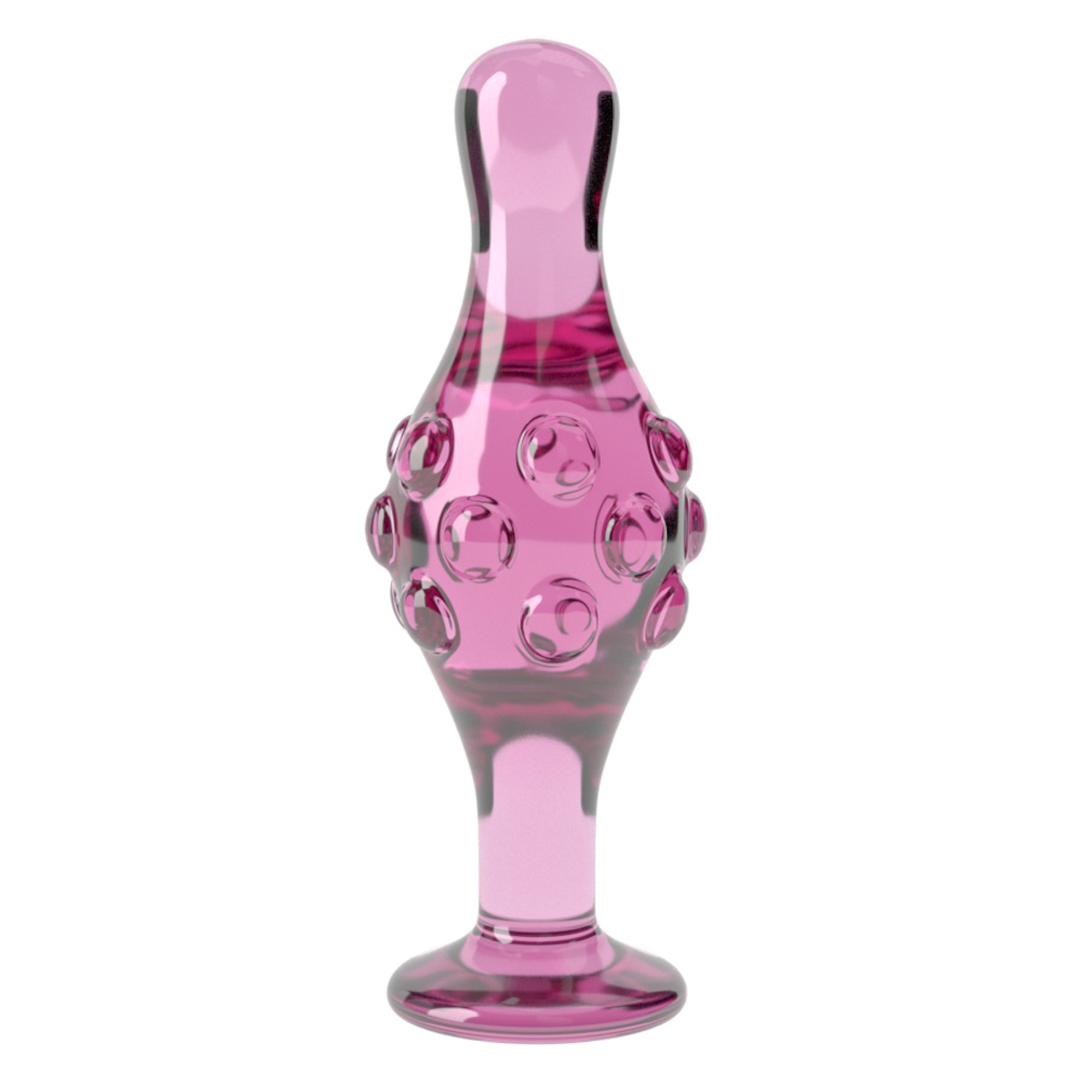 Różowy korek analny szklany stylowy z wypustkami-2