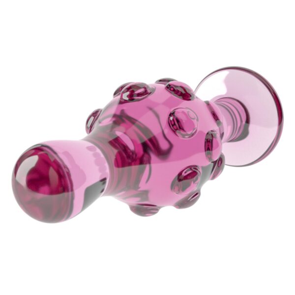 Różowy korek analny szklany stylowy z wypustkami-5