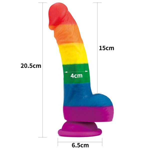 Tęczowe dildo elastyczne z przyssawką 20,5 cm-2