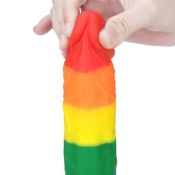 Tęczowe dildo elastyczne z przyssawką 20,5 cm-8